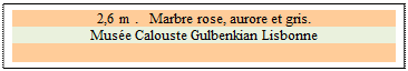 Zone de Texte: 2,6 m .   Marbre rose, aurore et gris. 
Muse Calouste Gulbenkian Lisbonne

