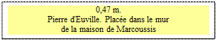 Zone de Texte: 0,47 m. 
Pierre d'Euville. Place dans le mur 
de la maison de Marcoussis

