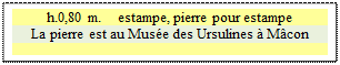 Zone de Texte: h.0,80 m.    estampe, pierre pour estampe
La pierre est au Muse des Ursulines  Mcon

