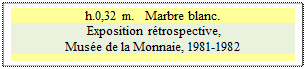 Zone de Texte: h.0,32 m.   Marbre blanc.
 Exposition rtrospective, 
Muse de la Monnaie, 1981-1982 

