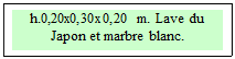 Zone de Texte: h.0,20x0,30x0,20 m. Lave du Japon et marbre blanc.