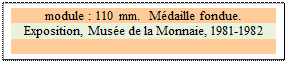 Zone de Texte: module : 110 mm.  Mdaille fondue. 
Exposition, Muse de la Monnaie, 1981-1982

