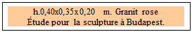 Zone de Texte: h.0,40x0,35x0,20  m. Granit rose 
�tude pour  la sculpture � Budapest.

