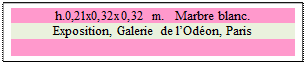 Zone de Texte: h.0,21x0,32x0,32 m.   Marbre blanc. 
Exposition, Galerie de lOdon, Paris

